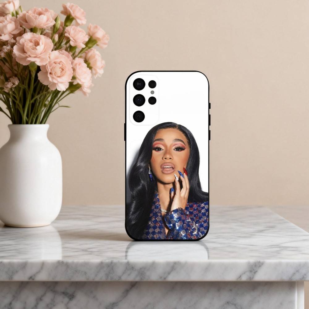 Selbstbewusste C-Cardi B Sängerin Handyhülle Für Samsung S25,24,23,22,30,21,10,9,Ultra,Plus,Lite,FE,4,5 G Weiche Schwarze Hülle