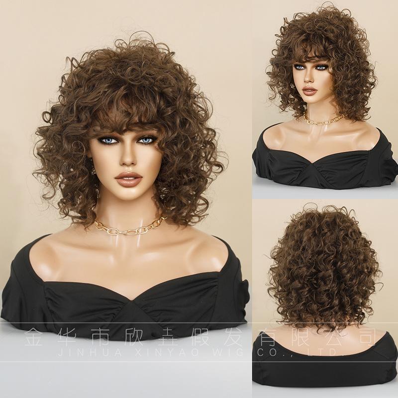 Parrucca Capelli Sintetici Corti Castani Ricci Da Donna | Leoni&Zazzera - Foto 10