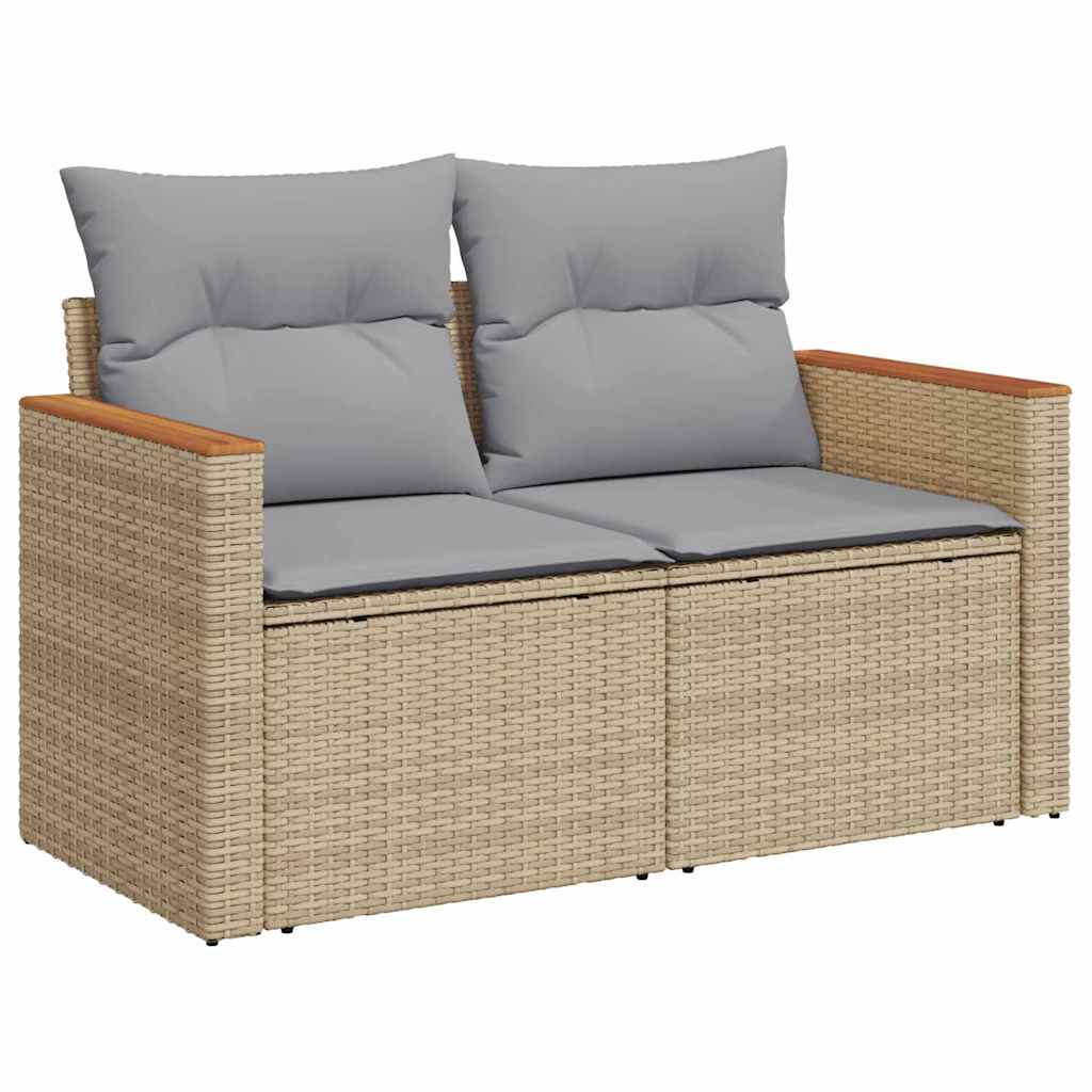 Garden Sofa Set with Cushions 13 Pcs Beige Poly Rattan