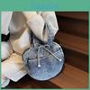 Bow Round Shape Denim Bag For Daily Carry Large Capacity Street Style Accessory