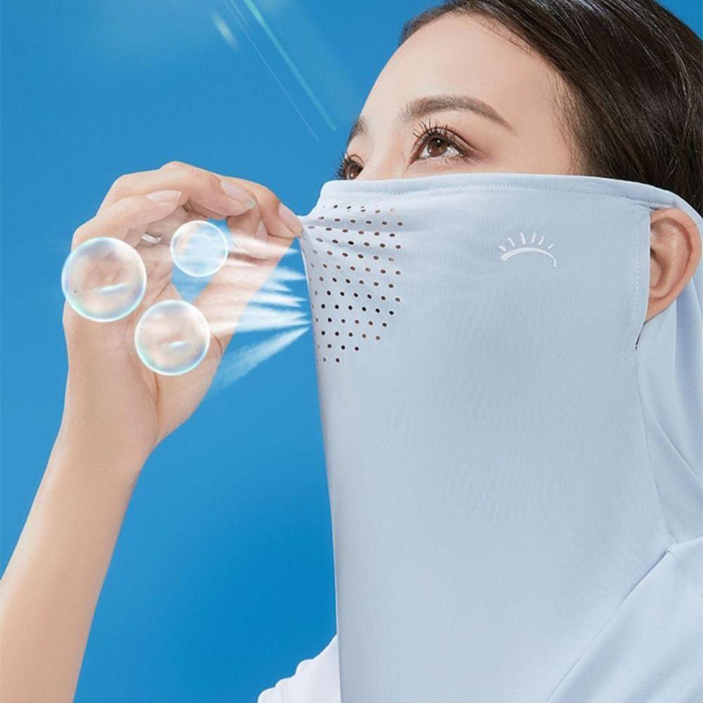 Solid Color Face Cover Summer Face Scarves Sunscreen Face Scarf Breathable Neck Wrap Cover  Outdoor