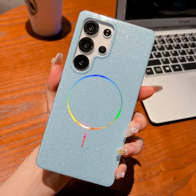 Glitter Thin Circle Magnetic Suction Suitable for Samsung S25 Ultra Magnetic Suction Mobile Phone Case S24 Plus Anti Fall S23 Simple