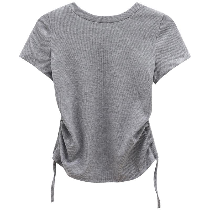 2024 Summer Women's Lace-Up Backless Slim T-Shirt - Short-Sleeve Hot Girl Casual Top