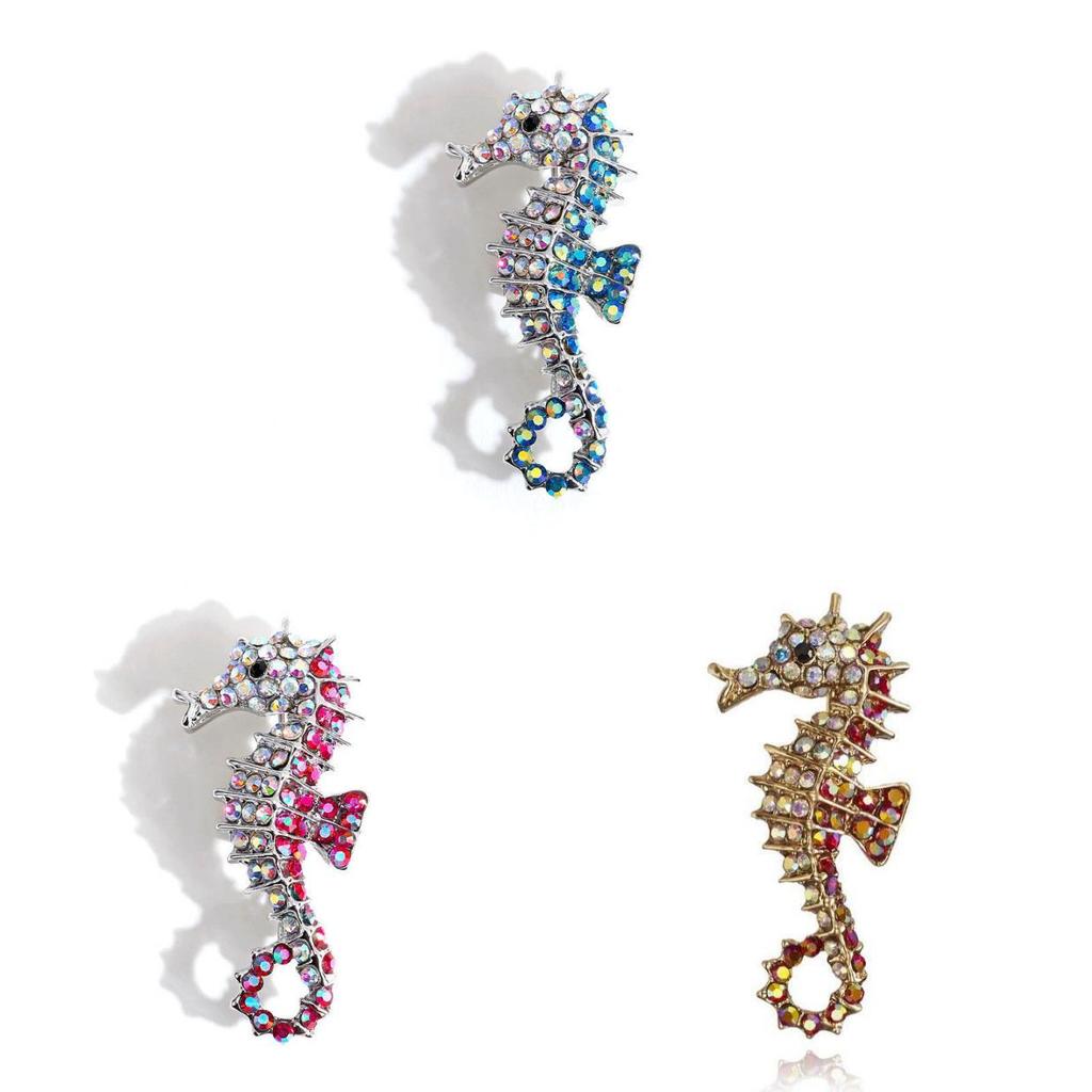 Animal Brooch Pin Alloy Water Drilling Seahorse Fashion Accessory For Women