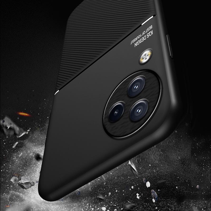 Lines Imprinted Phone Cover for Xiaomi Civi 3 5G,Leather+TPU Case with Built-in Magnetic Holder Metal Sheet