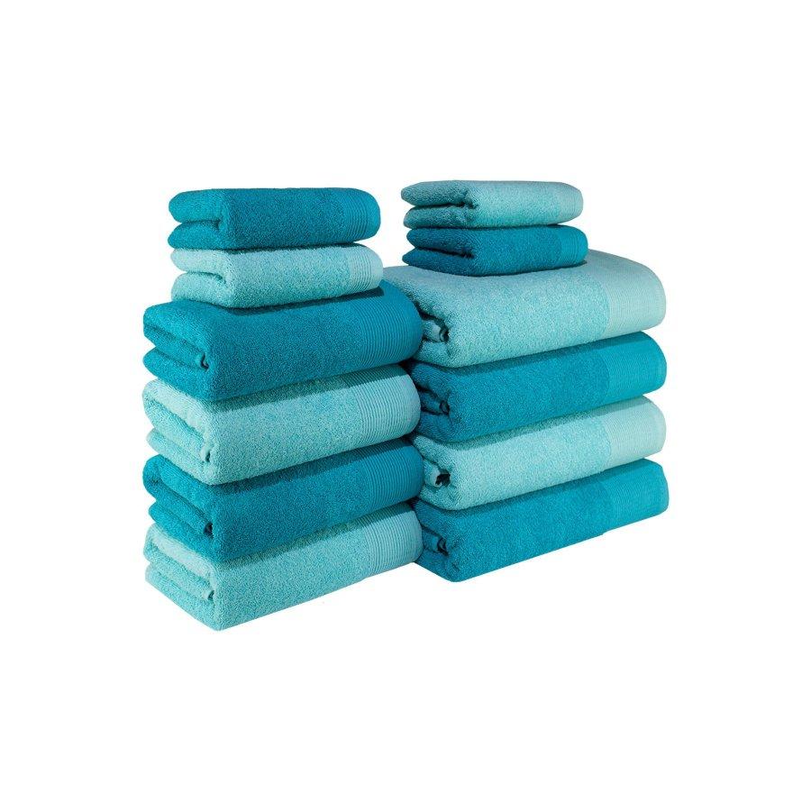 

100% Cotton 12 Piece Bath Towel Set бірюзовий/колір морської хвилі