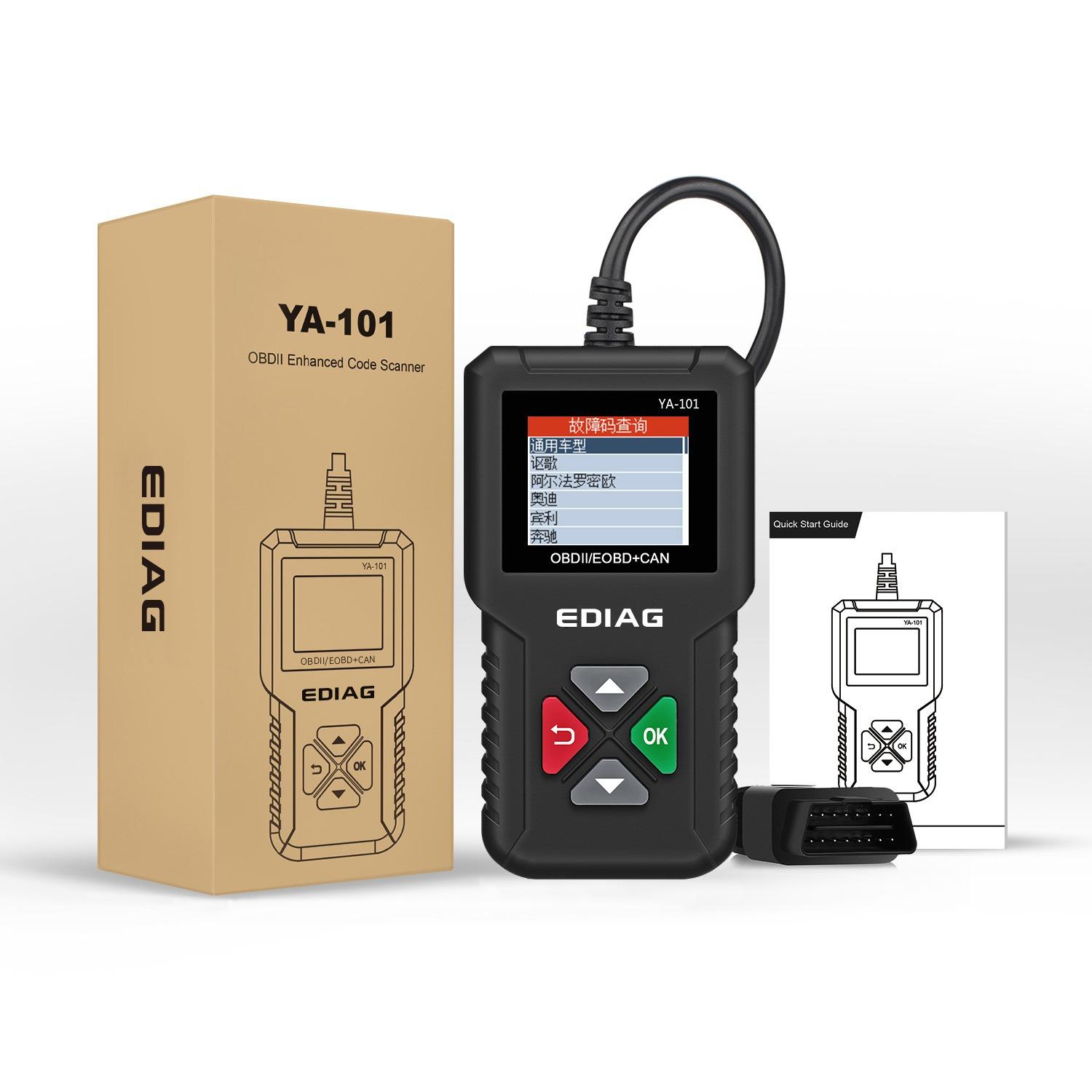 

Сканер OBD2, YA-101OBD2, считыватель кодов неисправностей автомобильного двигателя, диагностический прибор, версия детектора OBD 12.2*2.2*6.6cm чёрный