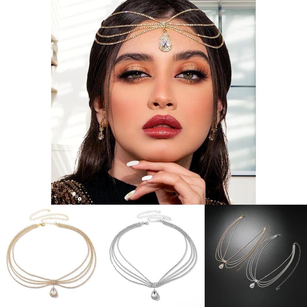Ethnic Feng Shui Diamond Pendant Design Multi Layer Chain Women Headpiece For Women Travel Gift