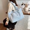 Large Capacity Nylon Tote Bag for Women Lightweight Shopping Shoulder Bag with Multiple Pockets and Zipper Closure for Daily Use