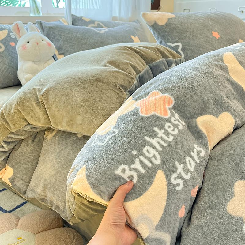 

Утолщенный пододеяльник из молочного флиса, комплект из четырех предметов, зимний коралловый флис, одинарное фланелевое одеяло, пододеяльник из кристаллического флиса, постельное белье на три предмета 1.2 meters sheet 3pc