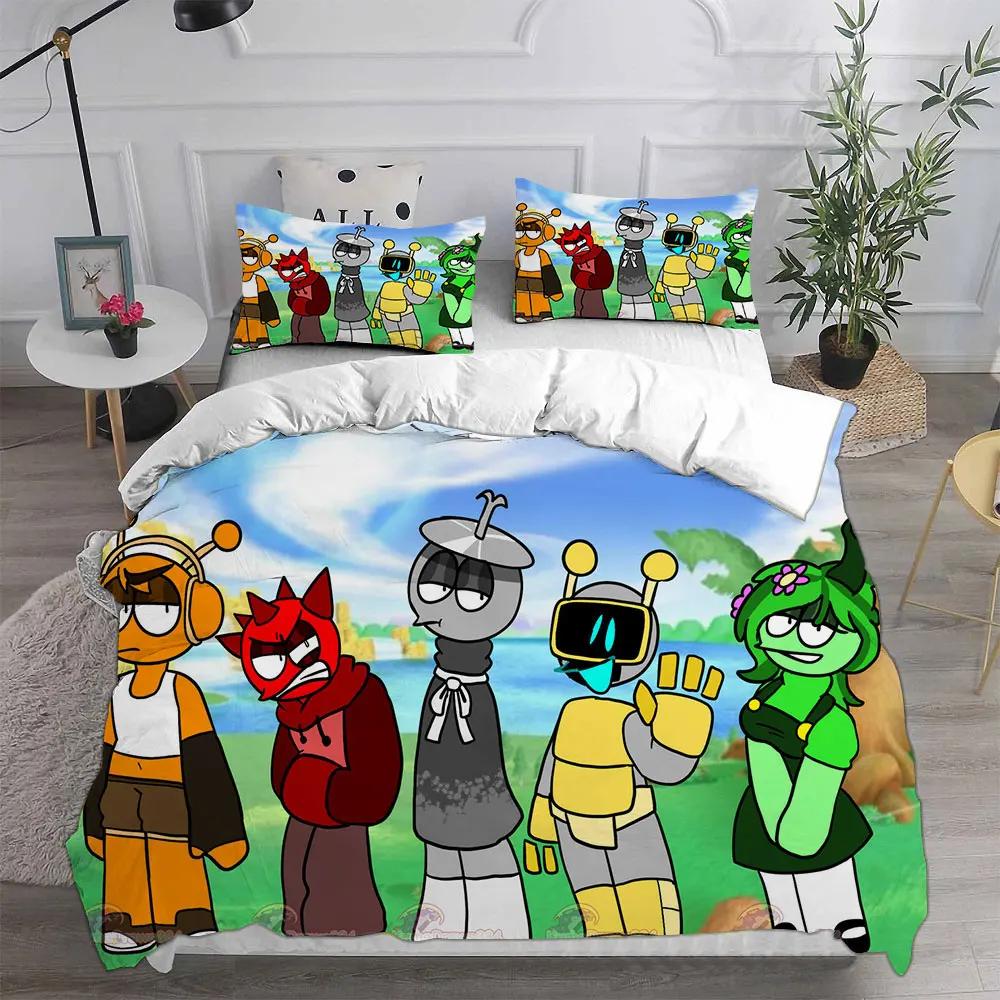 Sprunki Bedding Sets Bed Cover Comforter Duvet Cover Pillow Case 2-3 Pieces Sets Kids Adult Bedroom Decoration