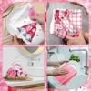 9 Pcs Pink Valentine's Day Kitchen Accessories Decor 6 Kitchen Towels 3 Heart Silicone Spatulas with Wooden Handles Pink Heart Gnome Bicycle Truck