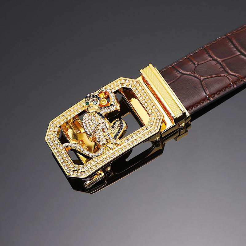 

Мужской ремень из натуральной кожи с автоматической пряжкой, первый слой, коровья кожа, двенадцать зодиакальных пуговиц, крокодиловый узор, ремень для мужчин 130cm