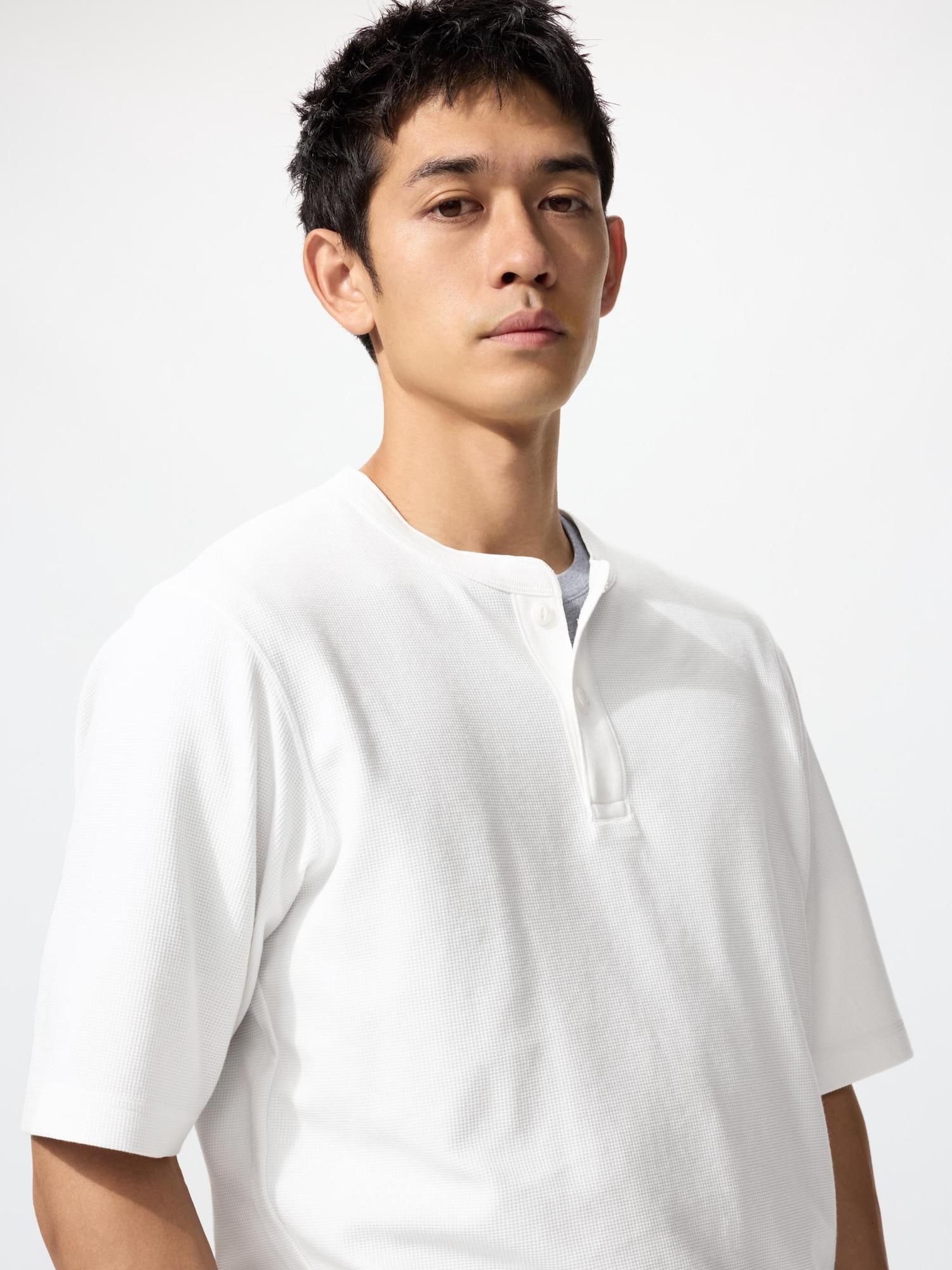 Футболка Uniqlo Dry Waffle Henley Neck 00 WHITE/MEN XS