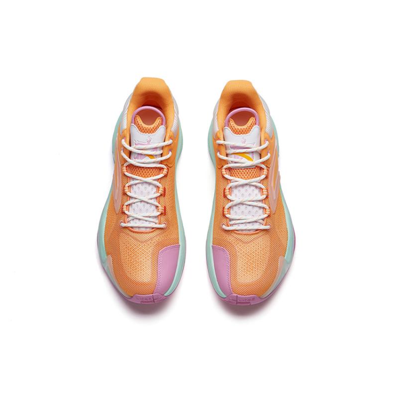 Anta Hear Wave 3 Cushioned Slip-Resistant Mid-Top Basketball Shoes Men's Yellow Orange Sneakers