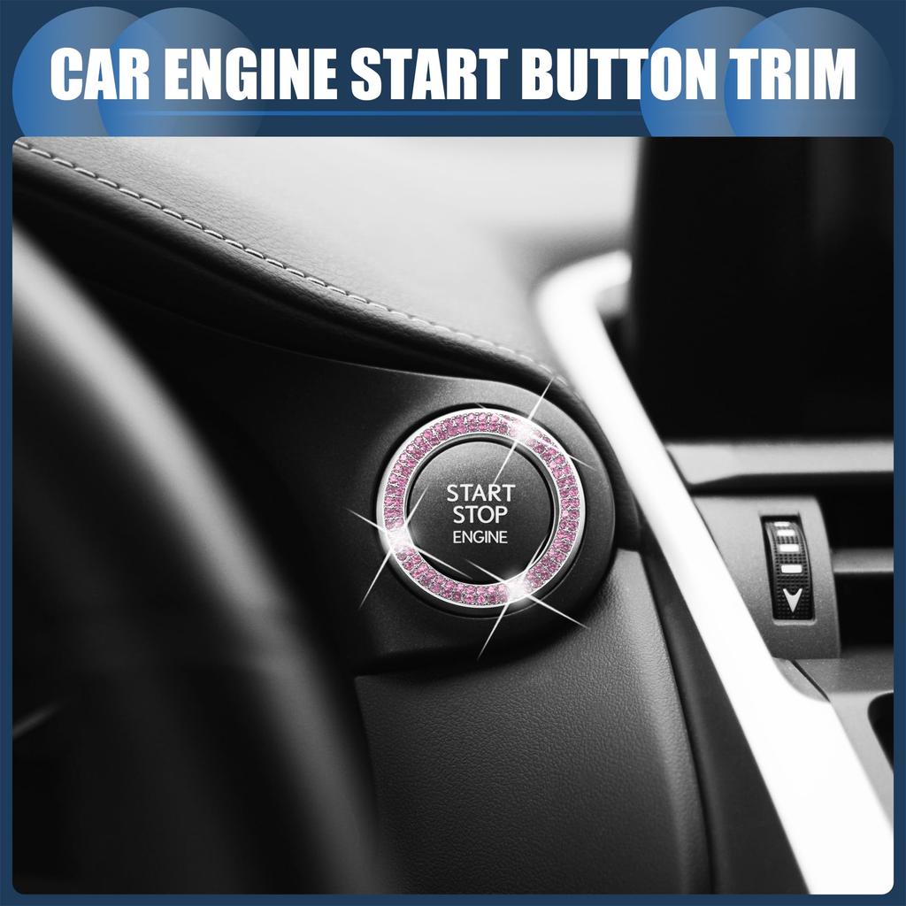 INFINAUTO Universal Bling Car Engine Start Stop Button Cover Car One Click Push Start
