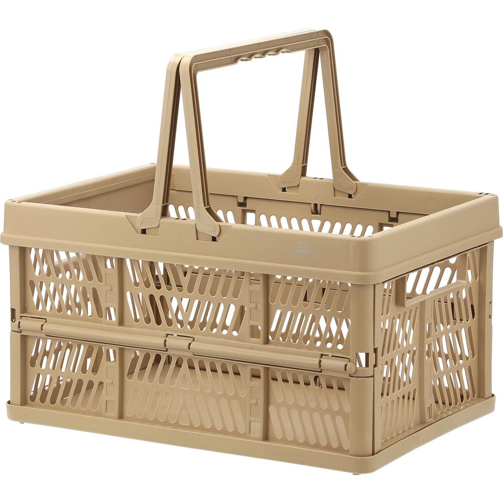 Fuji Boeki Skládací kontejnerový koš Šířka 45 x Hloubka x Výška 25 cm Béžový S držadlem Snadno přenosný Objem 26L Velikost L 86451 31.5