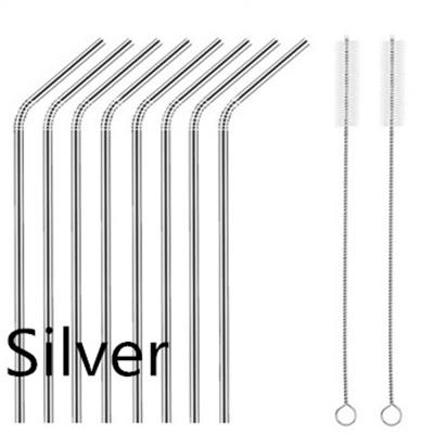 Metal Straw Reusable Drinking Straws Stainless Steel Bag Straw 8pcs Straws + 2pcs Brushs + 1pcs Bag Barware
