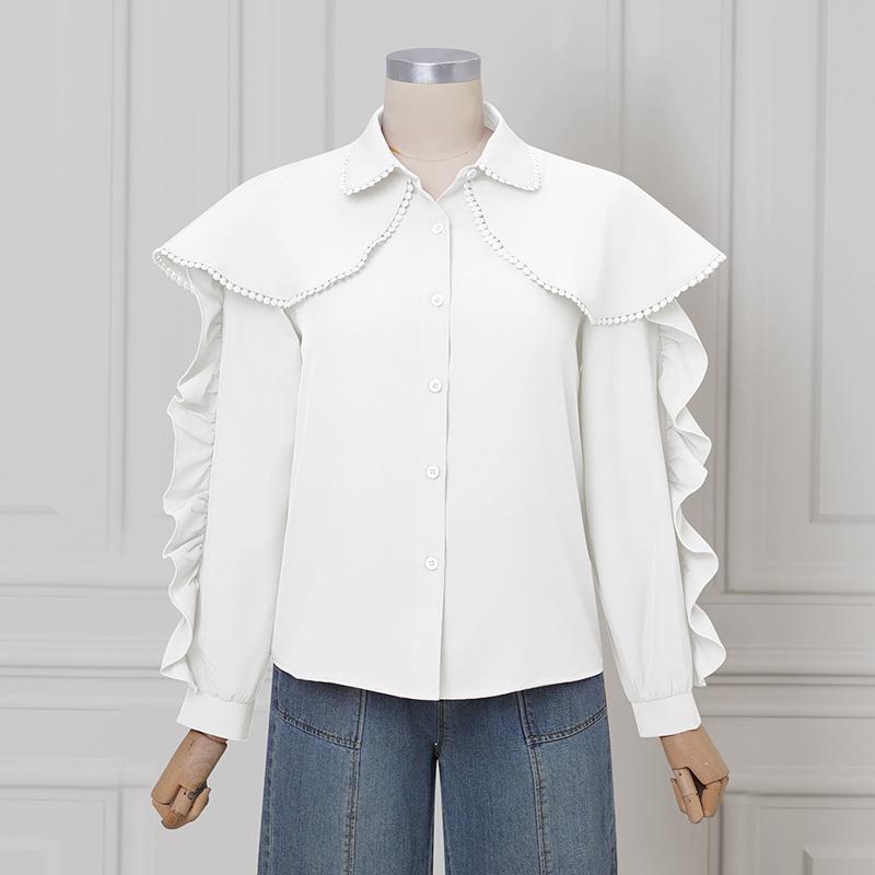 ZANZEA Women Casual Doll Collar Loose Long Sleeve Blouse