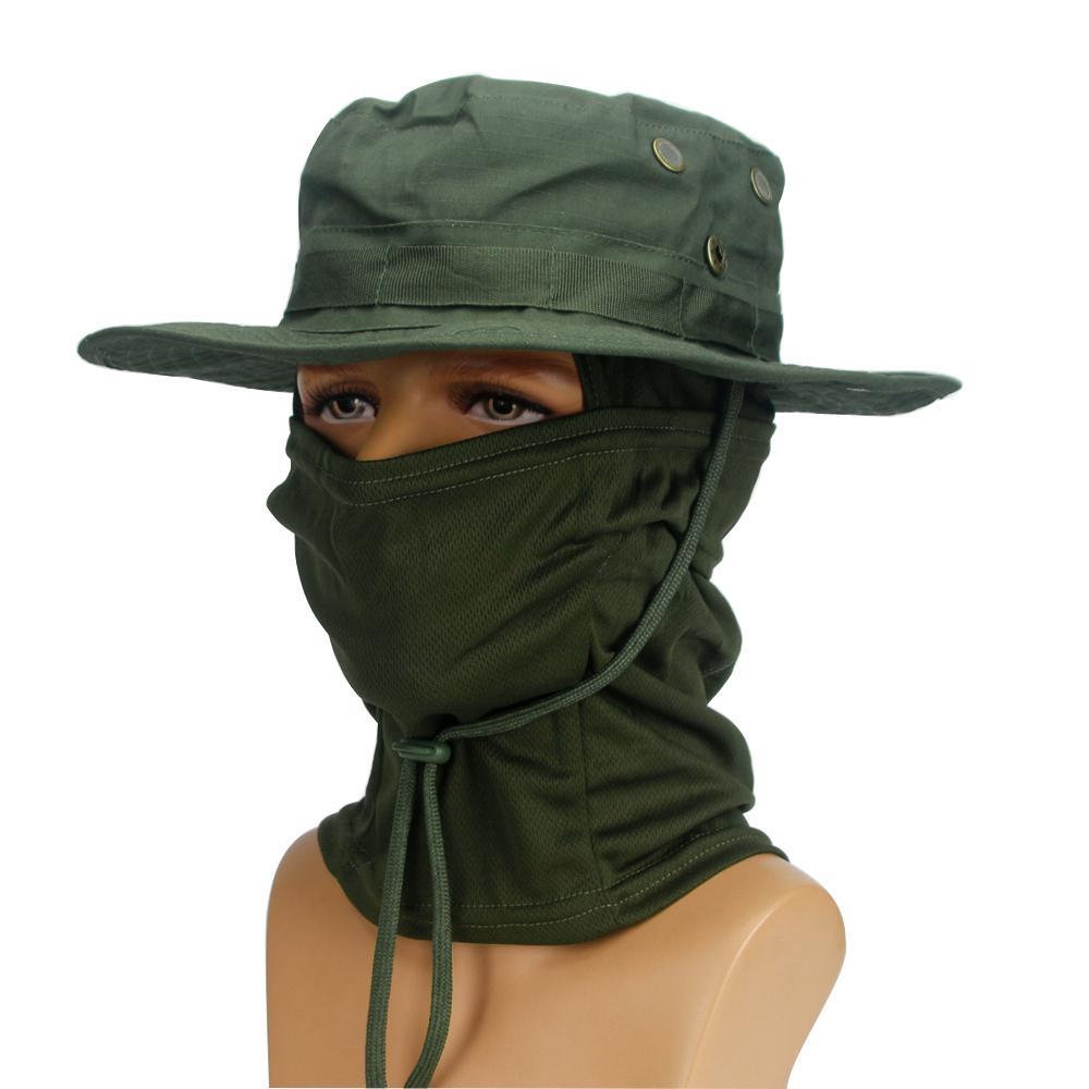 Sombrero de Pesca Camuflaje Hombre, Gorro Boonie Ala Ancha con Pasamontañas, Plegable, Accesorio Táctico Exterior