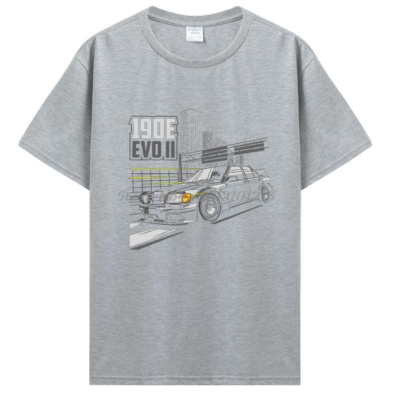 Automotive Merch 190E Creative T-shirt EVO O-Neck Pure Cotton Tshirt Casual Cotton Fitness T Shirt Men's Clothing Oversized Tops