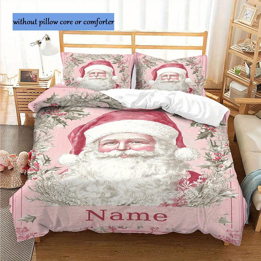 Custom Name Bedding Set Santa Claus 3D Printing 2-3 Piece Set (No Core) For Bedroom Duvet Cover Set Home Decor Christmas Gift