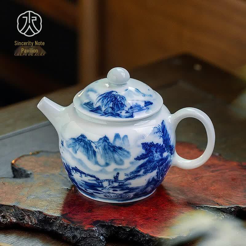Jingdezhen Hand-painted Blue & White Porcelain Teapot