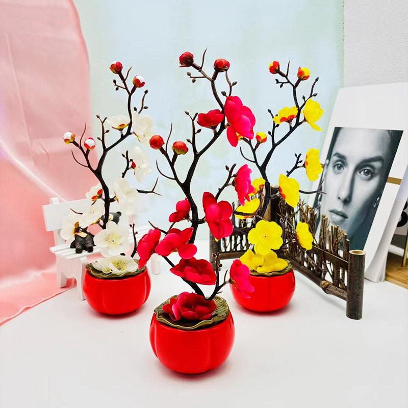 1PC Home Decoration Oriental Style Natural Bonsai Mini Single Stem Desktop Artificial Plant