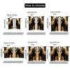 Set Of 2 Artistic Flat Printing Curtain Dual Horses Golden Image Versatile Durable Polyester Without Electricity Birthday Party Made