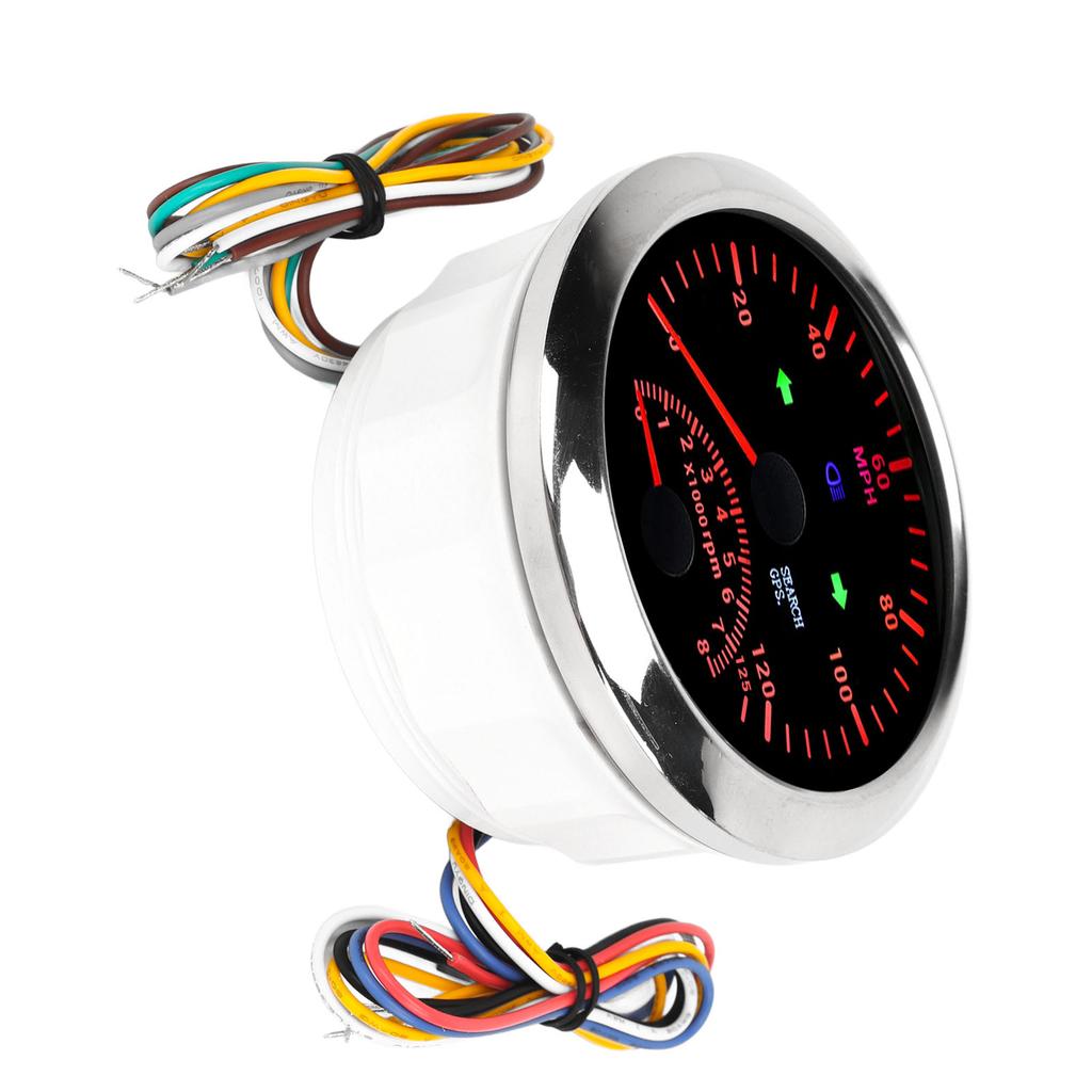 85mm GPS Speed Gauge 3 3 8in 0‑125MPH Waterproof DC9‑32V for Ship Yacht Motorcycle ATV Engineering Vehicle Black Dial