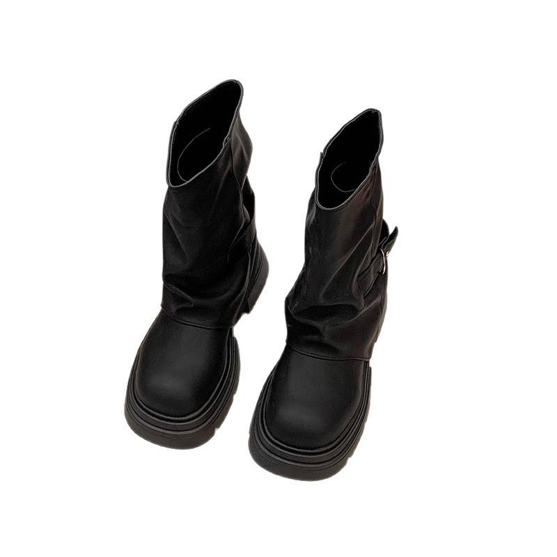 Temperament fashion Martin boots women's 2025 autumn new Internet celebrity explosion pants boots thick heel height small short boots