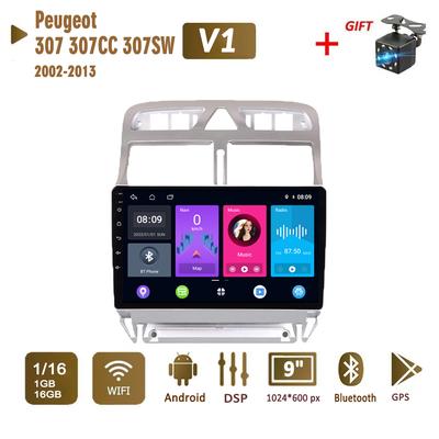 2 Din Android Autoradio Multimedia Video Player Für Peugeot 307 307CC 307SW 2002-2013 Navigation GPS WIFI Kopf Einheit 1 + 16GB