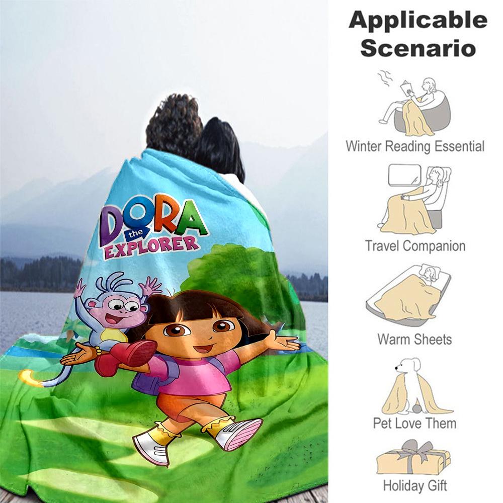 1 Stück Dora die Entdeckerin Outdoor-Decke Leichte Flanelldecke, Ganzjahresnutzung für Sofa, Bett, Reisen, Camping, Wohnzimmer, Büro, Couch090