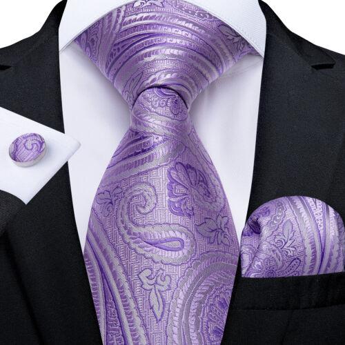 Dibangu Mens Silk Necktie Set Striped Paisley Solid Tie Pocket Square Cufflinks
