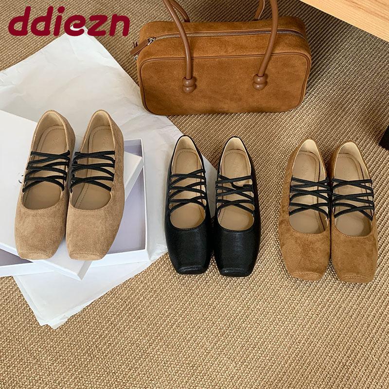 Fashion New Fashion Elastic Band Women Flats Slip On Shoes Casual Female Square Toe Footwear Shallow Ladies Ballet Flats Shoes lady