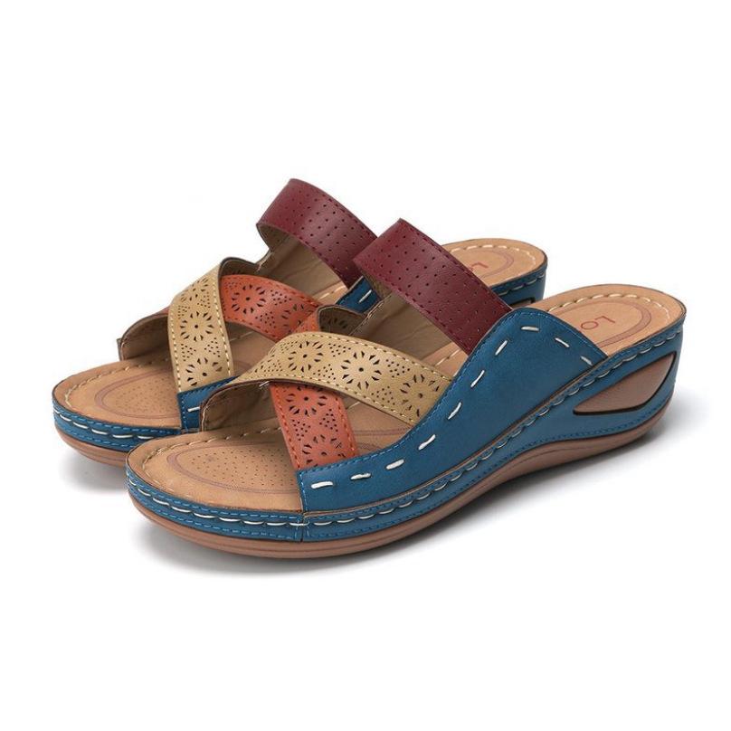 

Большой размер 43 повседневные полые сандалии с перекрещенными открытыми носами на танкетке 42