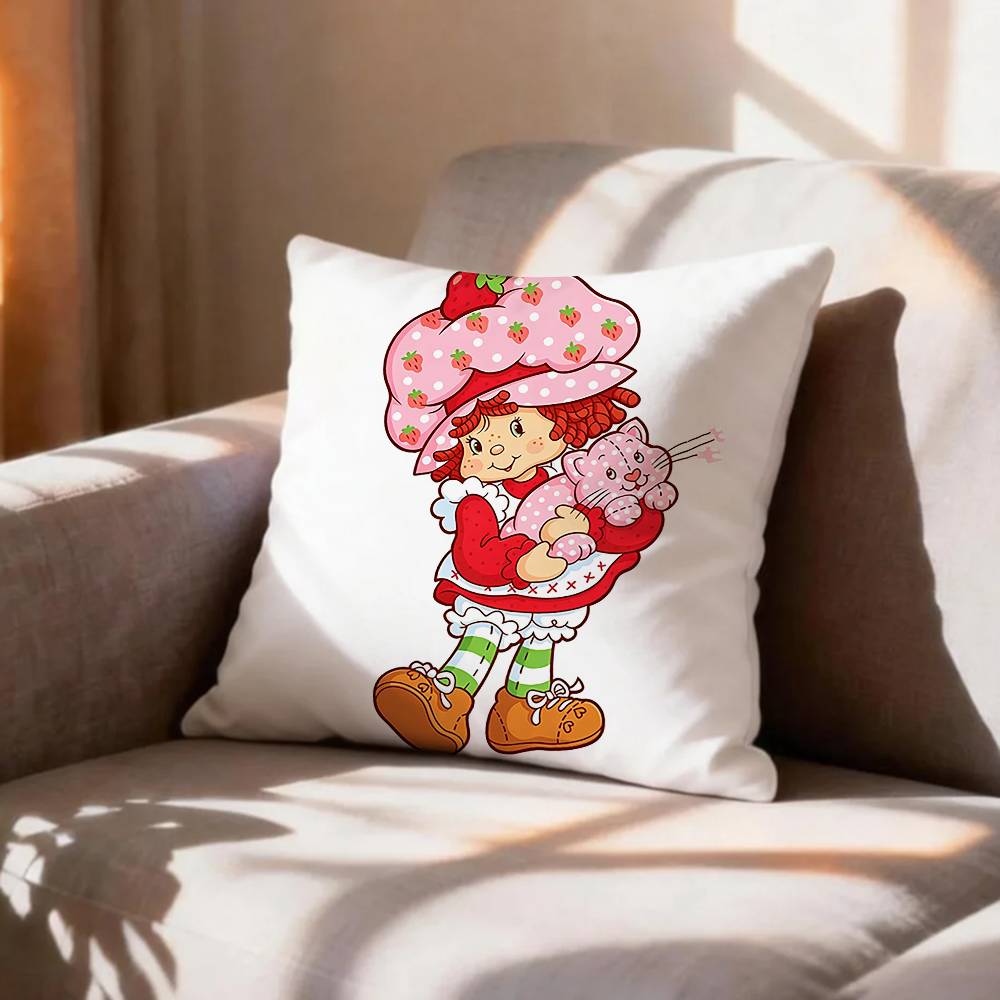 SStrawberry Cartoon SShortcake Girl Pillow Case Pattern Printed Pillowcase For Living Room Sofa Cushion Cover