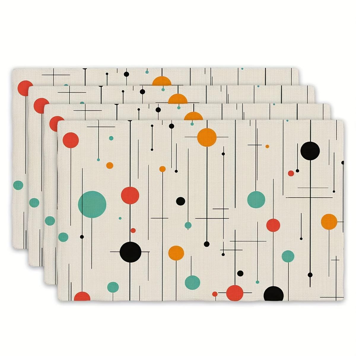 

Set of 4 Rectangular Placemats Geometric Dot Pattern Polyester 12x18 Inch for Dining Table Home Kitchen Gift 30x45cm 30x45cm-4PC