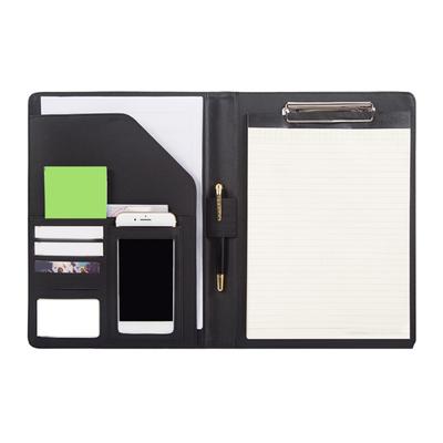 Business Conference Folder Leather Clipboard Folder Letter Size Document Case with Clipboard Card Pocket Pocket Pen Slot