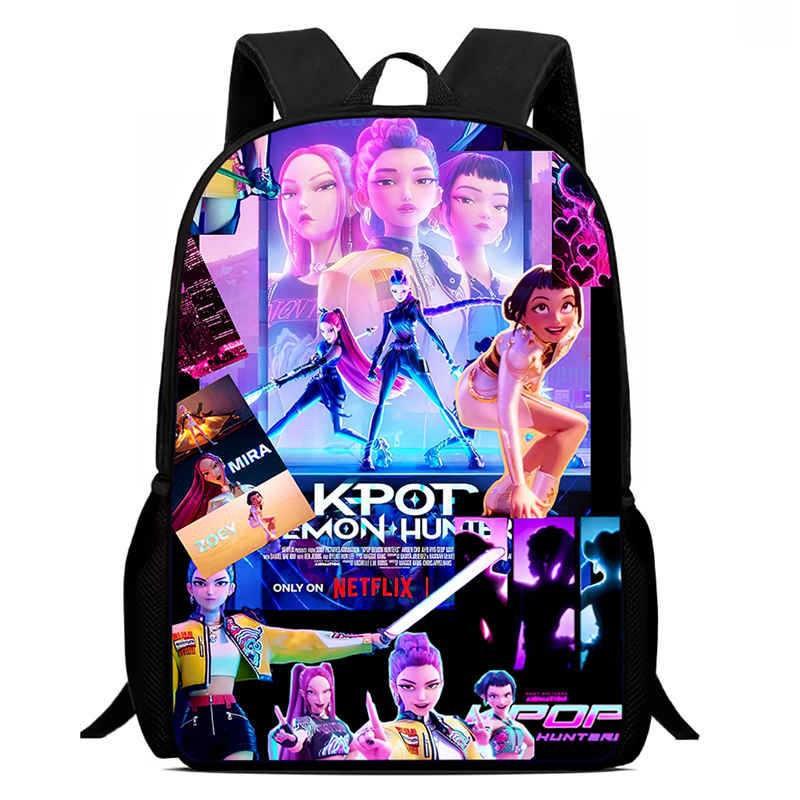Demon Hunters Backpack Kpop Demon Hunters 17 Inch School Bag