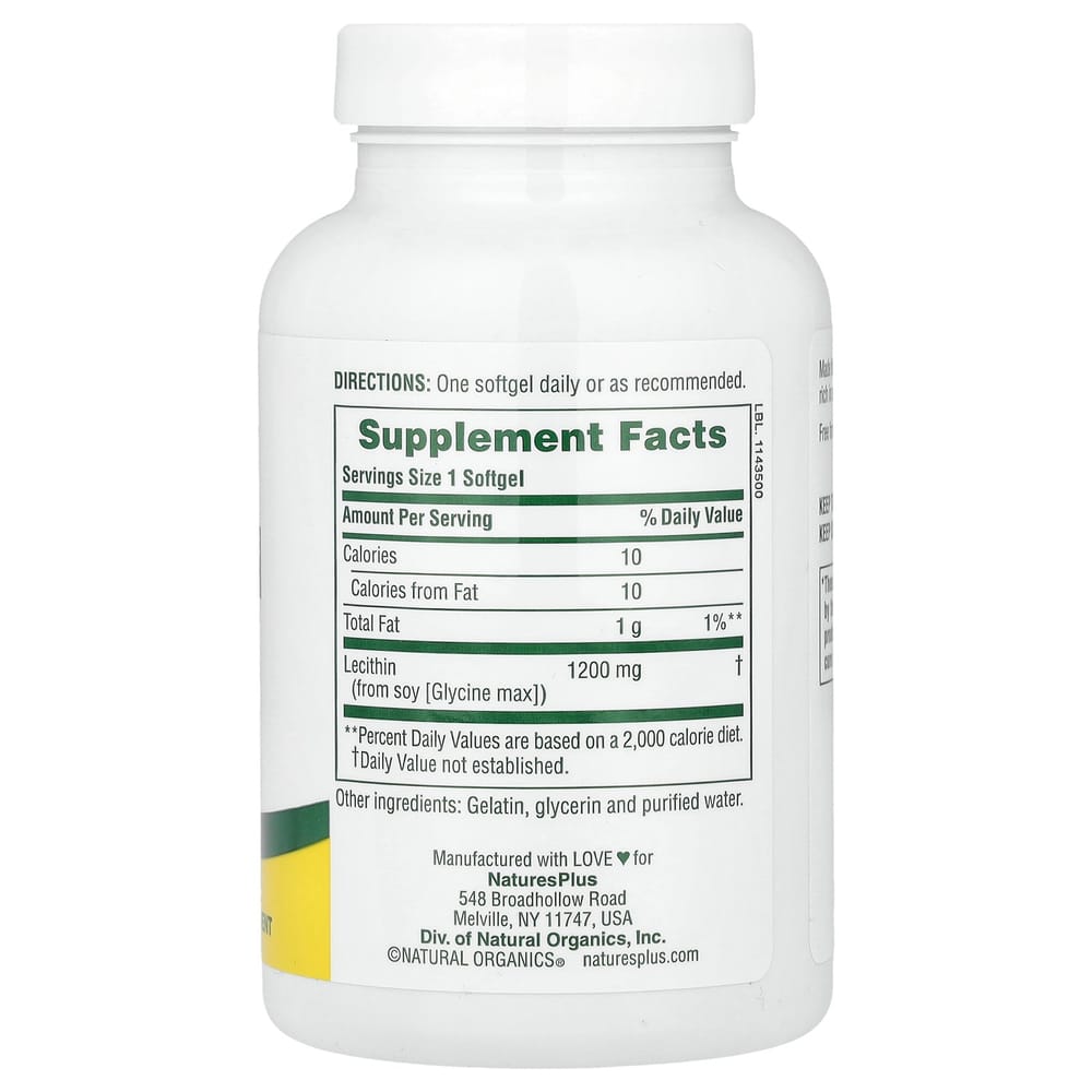 Nature's Plus Lecithin 1200mg Softgels, 90 Counts