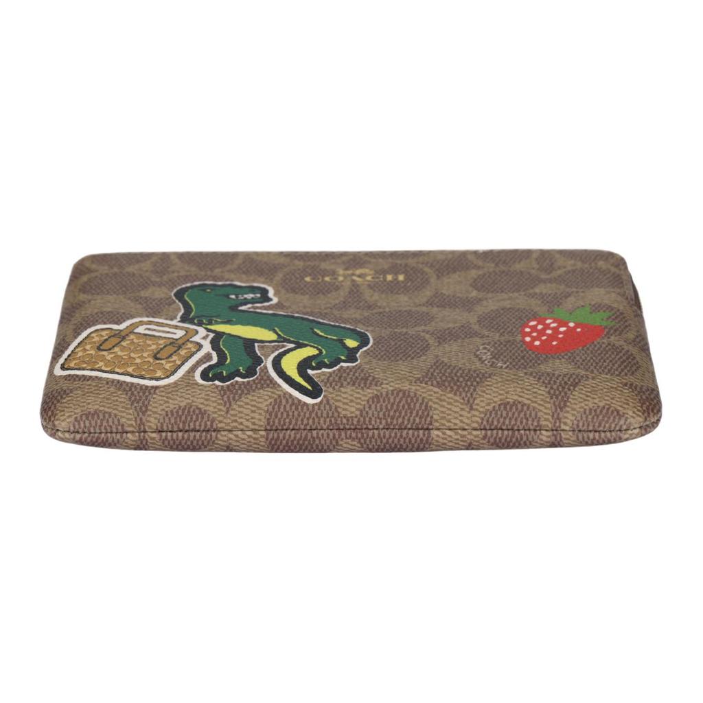 Coach Corner Zip 16 Sticker Print Zipper Closure Coated Canvas Clutch Bag Small Women Clutch Bag Brown Multicolor CW856-IMTAM