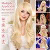 Light Gold Curly Wavy Wig Long Length Costume Wig Premium Long Cosplay Wig  For Women