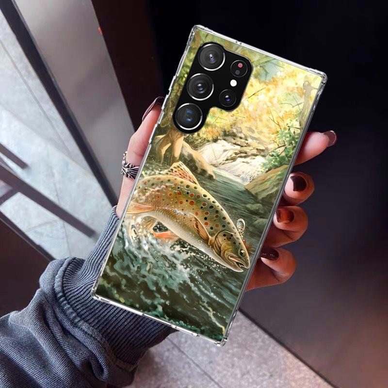 Carp Fish Fishing Rod Hook Phone Case For Samsung Galaxy S26 S25 Edge S24 S23 Ultra S22 Plus S21 S20 FE Soft TPU Back Cover Fund