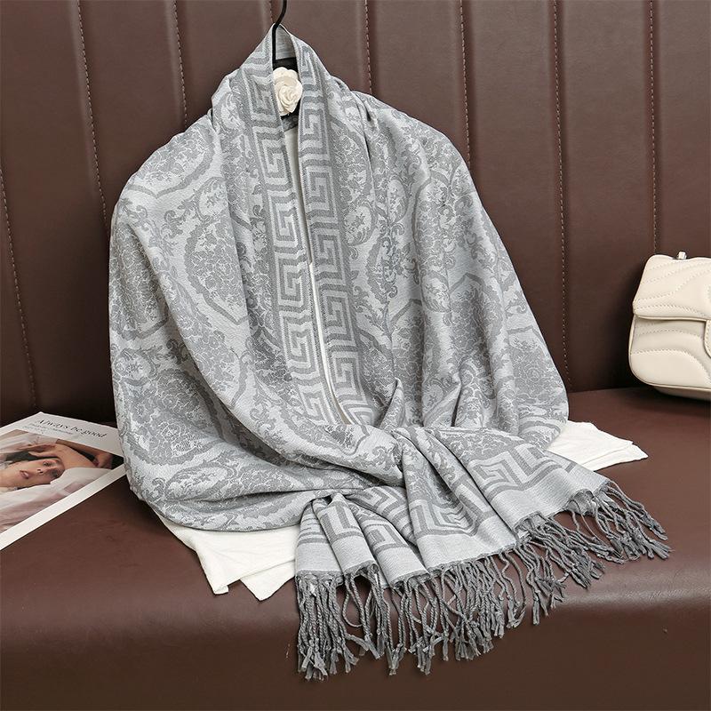 Jacquard Retro Ethnic Style Human Cotton Cashew Shawl Spring And Autumn Fringed Long Decorative Scarf