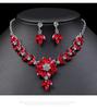 Necklace Earrings Two-Piece Set Retro Crystal Contrasting Color Pattern