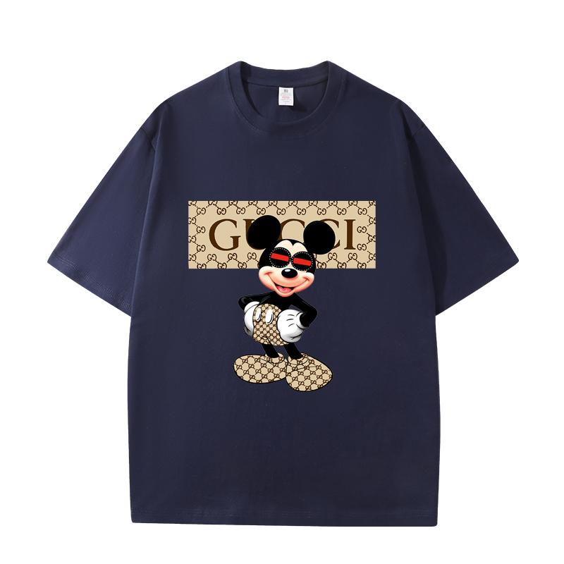 D06-115 MINISO 2026 Summer Luxury Mickey Mouse Monogram Men Women 100% Cotton T-Shirt Casual Short Sleeve O-Neck Top