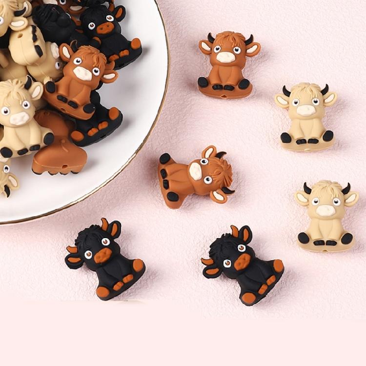 20pcs Cow Theme Silicone Beads Craft Beading Project For Kids Jewelry Friendship Bracelets Making Accessories
