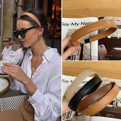Vintage PU Leder Stirnband Haarbänder Solide Kopfbedeckungen Für Frauen Mädchen Mode Haarband Chic Haar Hoop Haar Zubehör YSX