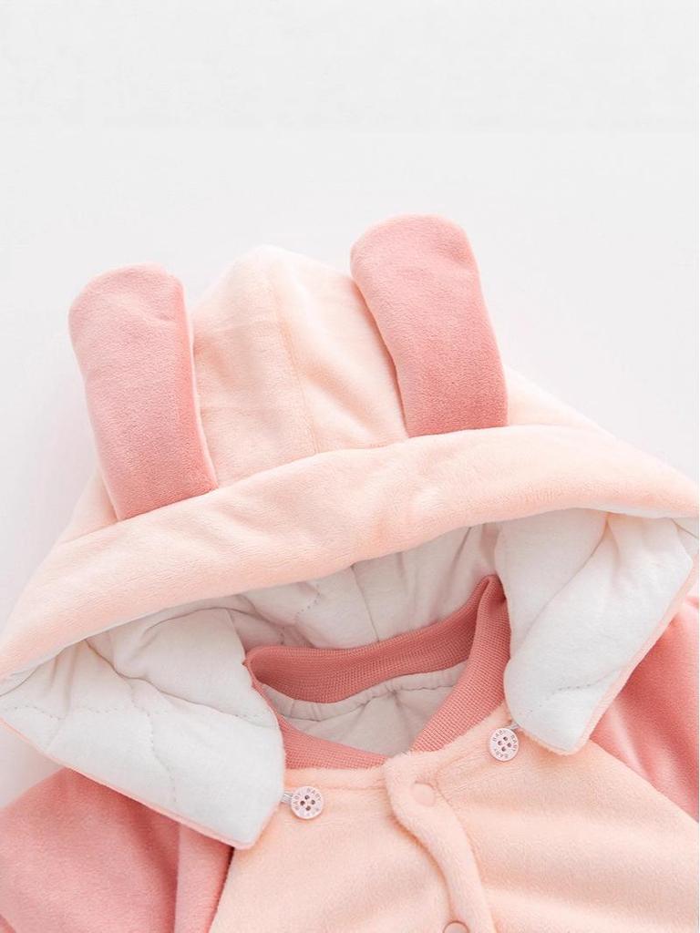 Winter Padded Cotton Jumpsuit for Newborn Girls - Warm, Plus Velvet, Thickened Outerwear